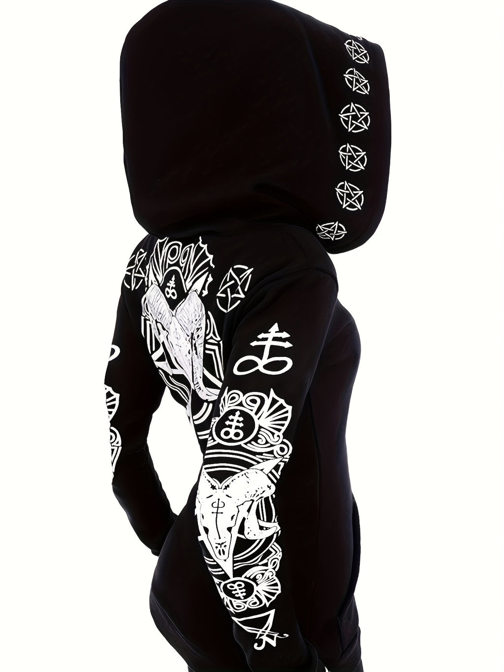 Women's Fashion Punk Style Geometric Print Zipper Sweatshirt