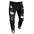 Bottoms 3 Styles Stretchy Ripped Skinny Biker Embroidery Print Jeans Destroyed Hole Slim Fit Scratched High Quality Jean
