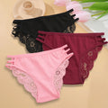 3PC/Set Women's Sexy Floral Lace Panties Low Rise Hollow Out Briefs Transparent Underwear Female Elastic Straps Soft Lingerie