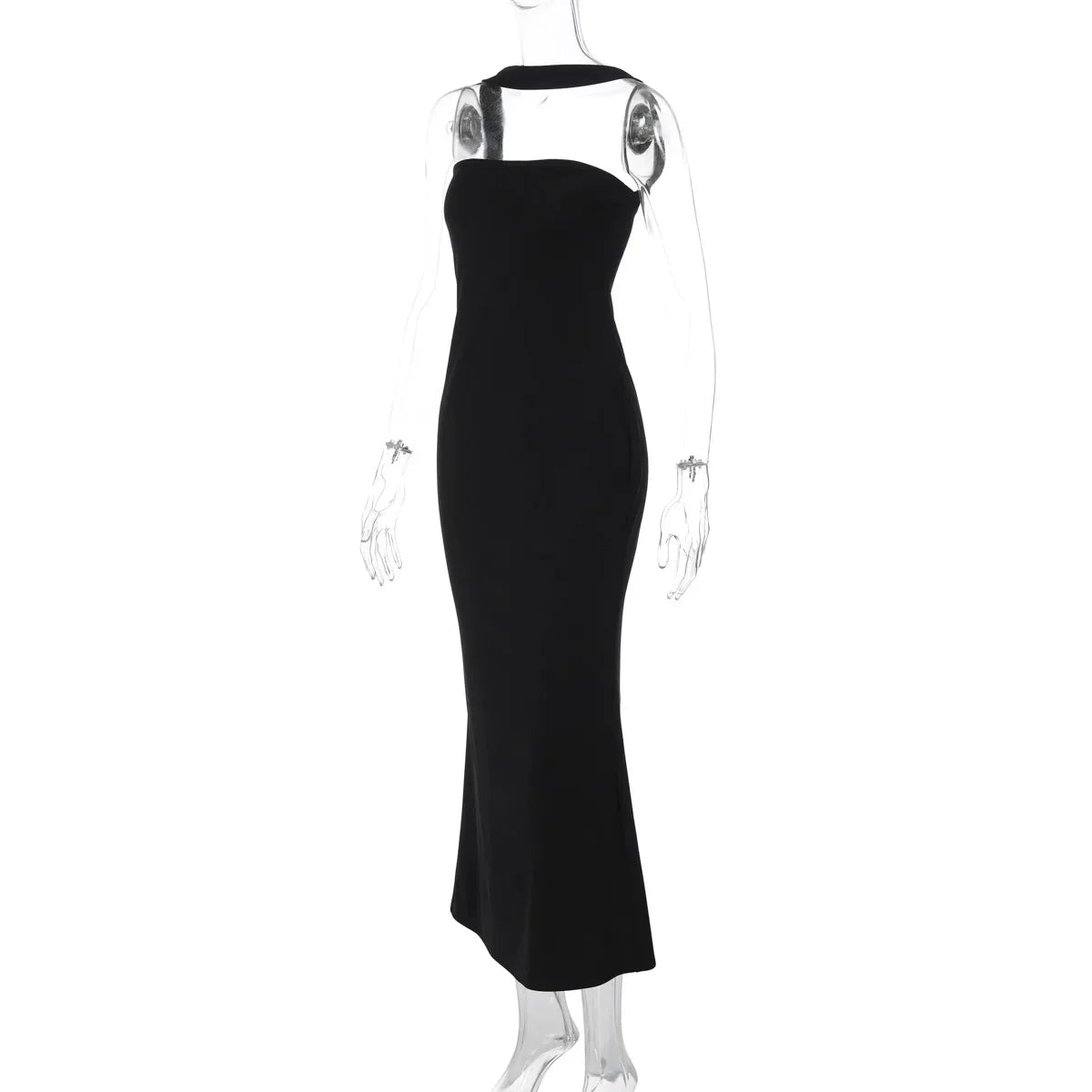 Woman Sexy Off Shoulder Sleeveless Slim Long Dress Streetwear Lady Chic Sexy Halter Neck Split Backless Solid Party Club Dresses