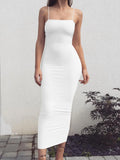 2025 New Spring Summer Women's High Elastic Sleeveless Backless Dress Long Sling Dresses Club Sexy Suspender Dress