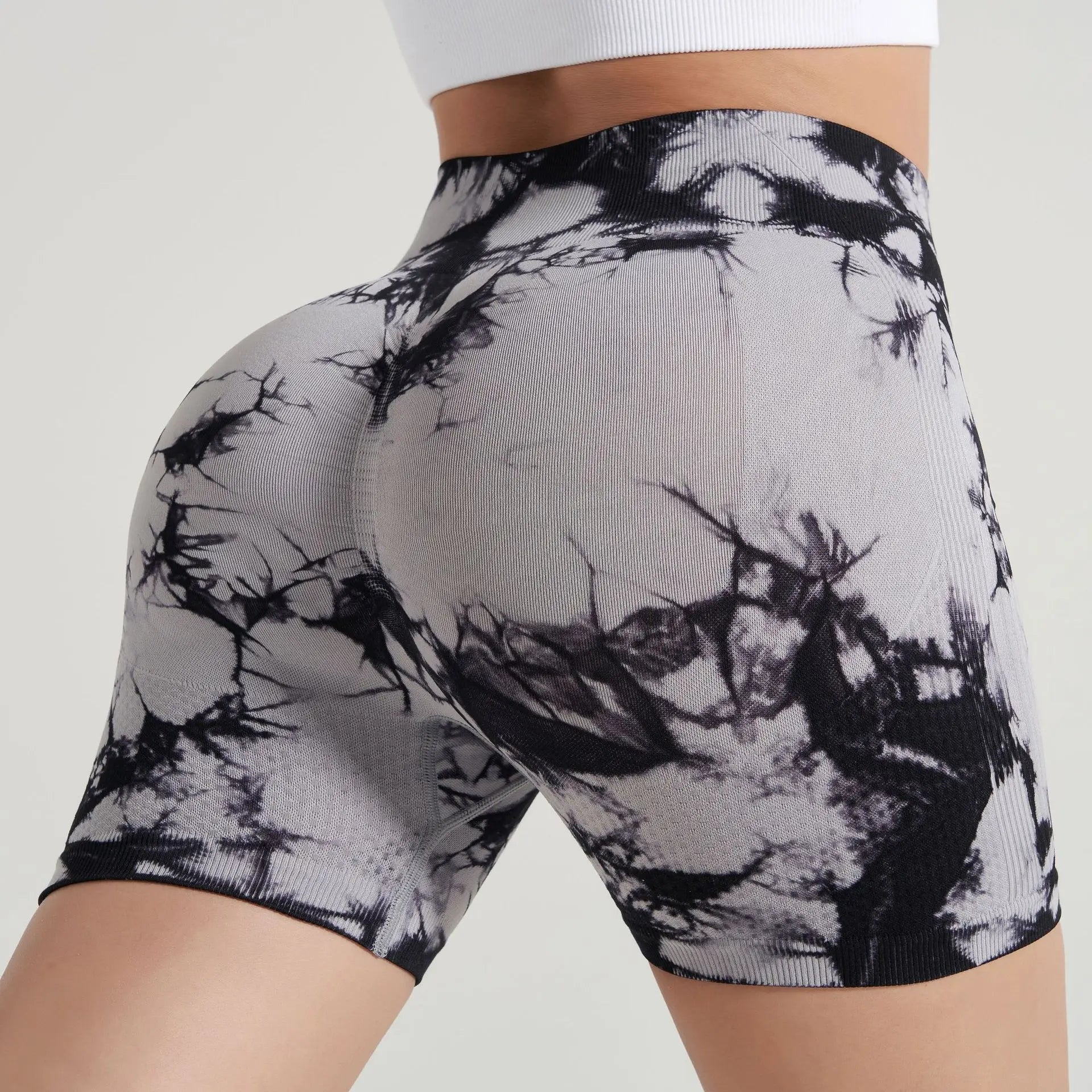Yoga Shorts for Women Sports Tie Dye Seamless Cycling Running High Waisted Sports Workout Gym Fitness Shorts Elastic S M L XL