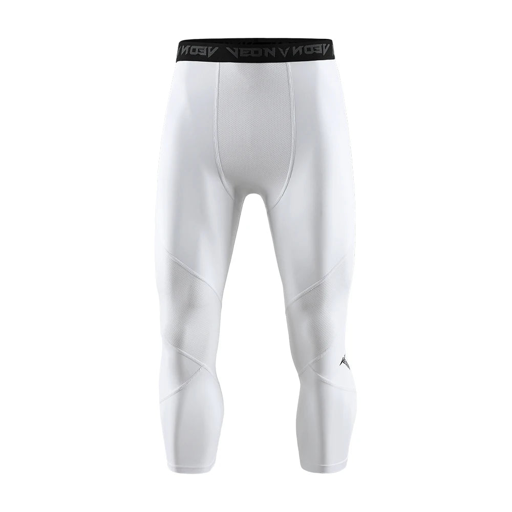 Soft 3/4 Compression Tights for Men Sportswear Quick Dry Training Leggings Gym Fitness Athletic Pants Sport Bottoms Running