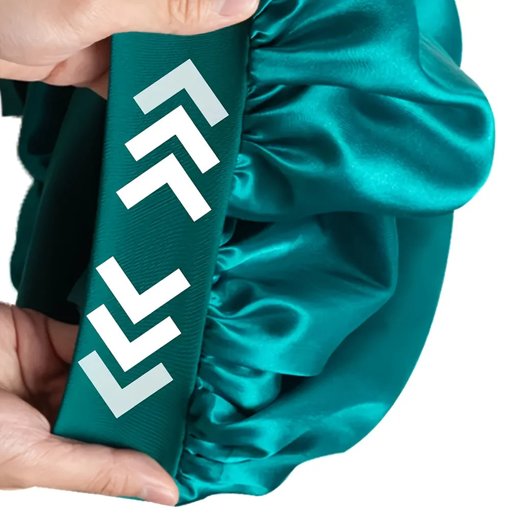 1PC Satin Sleep Bonnet Polyester Unscented Hair Care Cap with Adjustable Tie Band,Comfortable Sleeping Bonne for Hair Protection