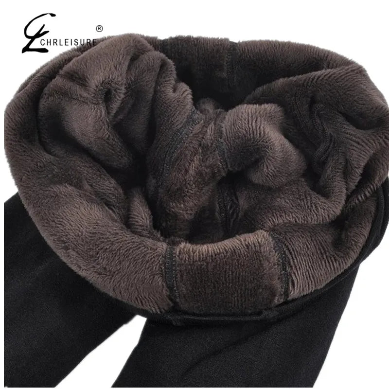 Women Winter Leggings Warm Leggins High Waist Solid Color Velvet Women Thickened Velvet Leggings Stretchy Black Leggings