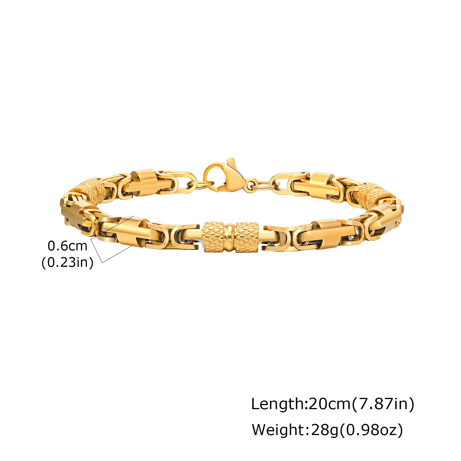 Gold Color Chain Bracelet for Men Boys,Stainless Steel Chain Wristband,Jewelry Gift for Husband Dad Son