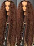 Deep Curly Wigs Human Hair Chocolate Brown 13x4 13x6 Hd Lace Frontal Wig Colored Water Wave Lace Front Wig for Women 30 36 Inch