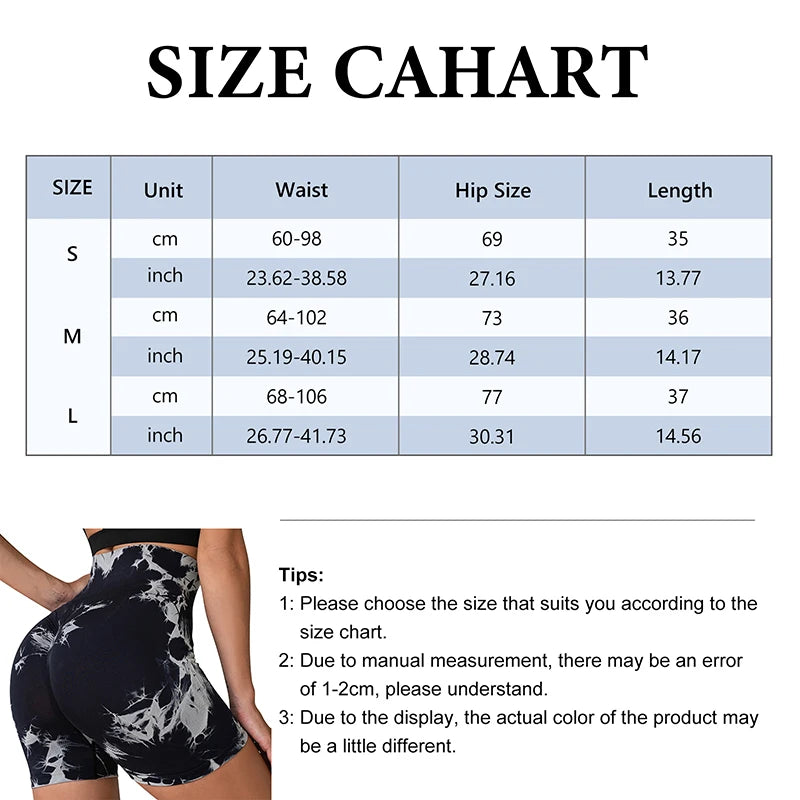 Yoga Shorts for Women Sports Tie Dye Seamless Cycling Running High Waisted Sports Workout Gym Fitness Shorts Elastic S M L XL