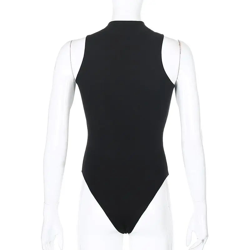 Harajuku Solid Jumpsuit Women Sleeveless Bodycon Sexy Black Body Tops Fashion Streetwear Vintage Y2k Gothic Bodysuits Clothing