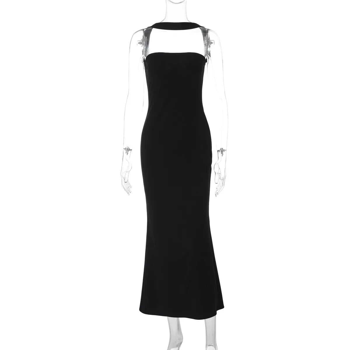 Woman Sexy Off Shoulder Sleeveless Slim Long Dress Streetwear Lady Chic Sexy Halter Neck Split Backless Solid Party Club Dresses