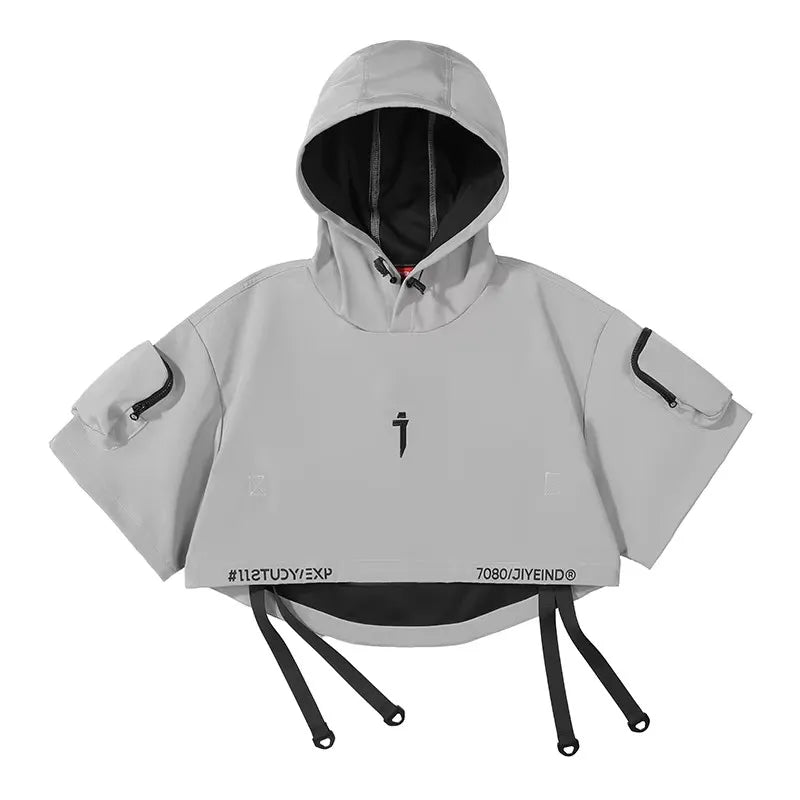 Unisex Four Seasons Functional Style Hooded Shawl High Street Casual Hiphop Trendy Tops Men'S Clothing Streetwear Dark Harajuku