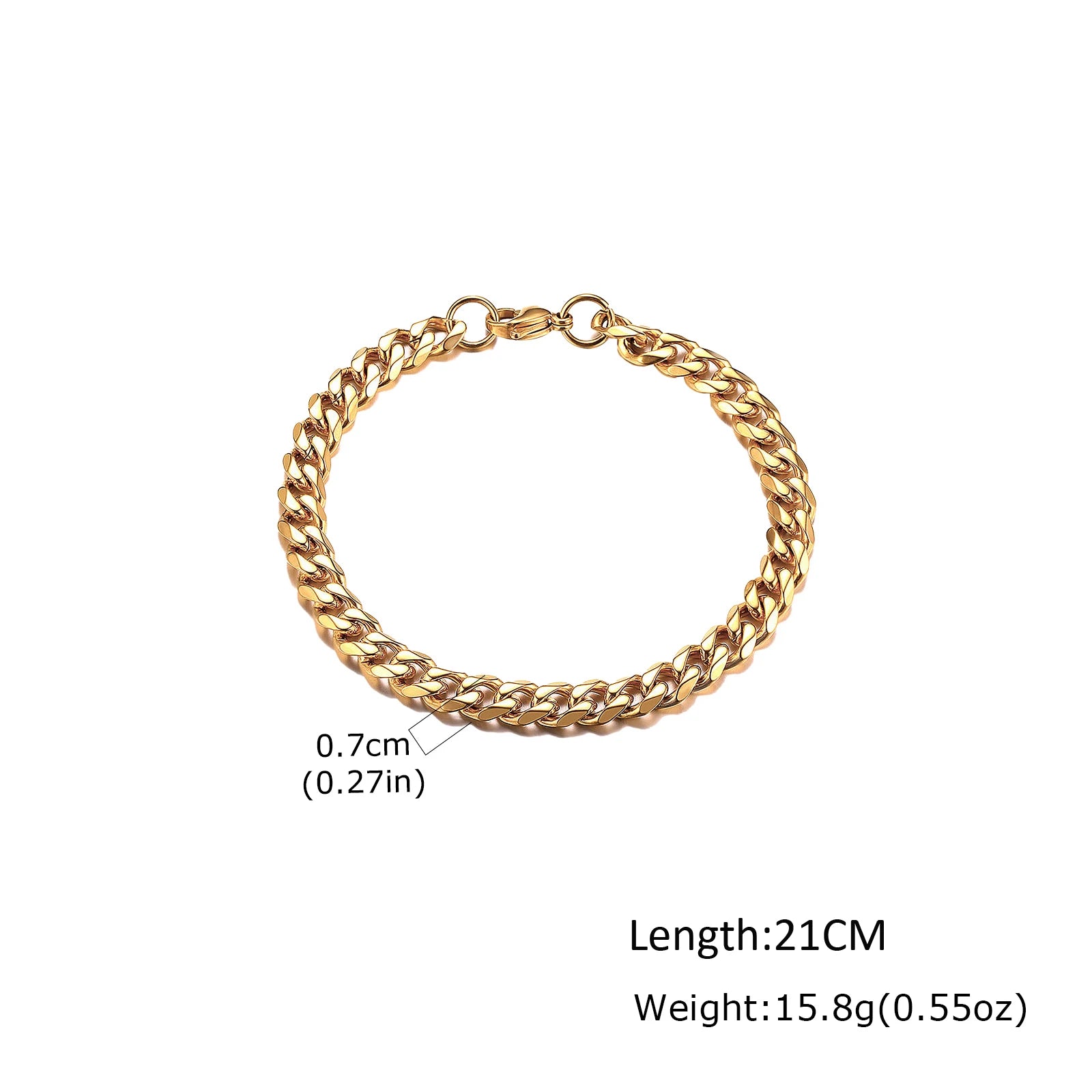 Gold Color Chain Bracelet for Men Boys,Stainless Steel Chain Wristband,Jewelry Gift for Husband Dad Son