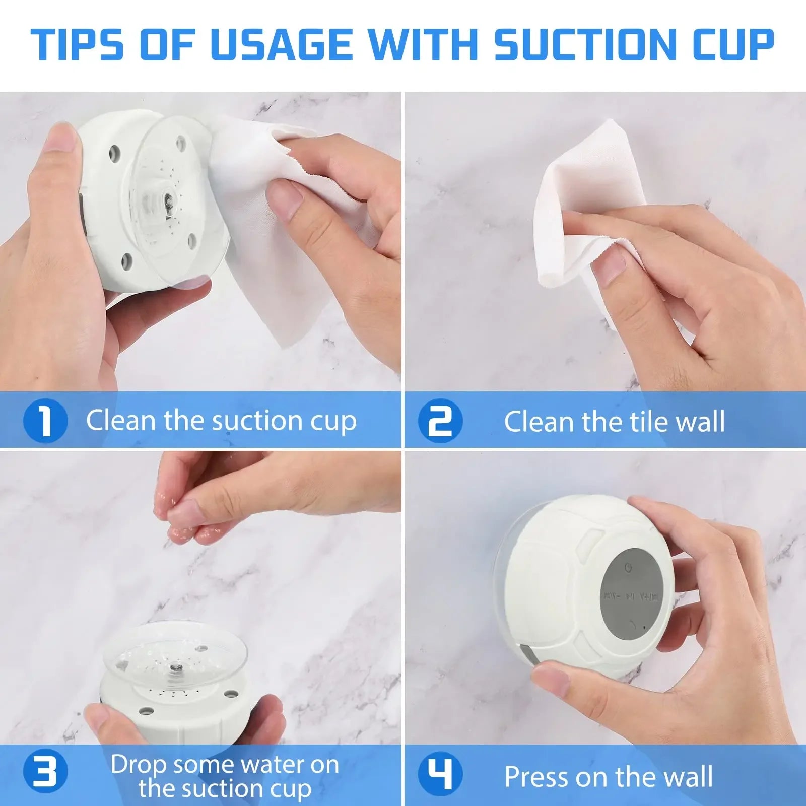 Wireless Bluetooth Waterproof Speaker With Suction Cup Sound For Car, Shower Sound