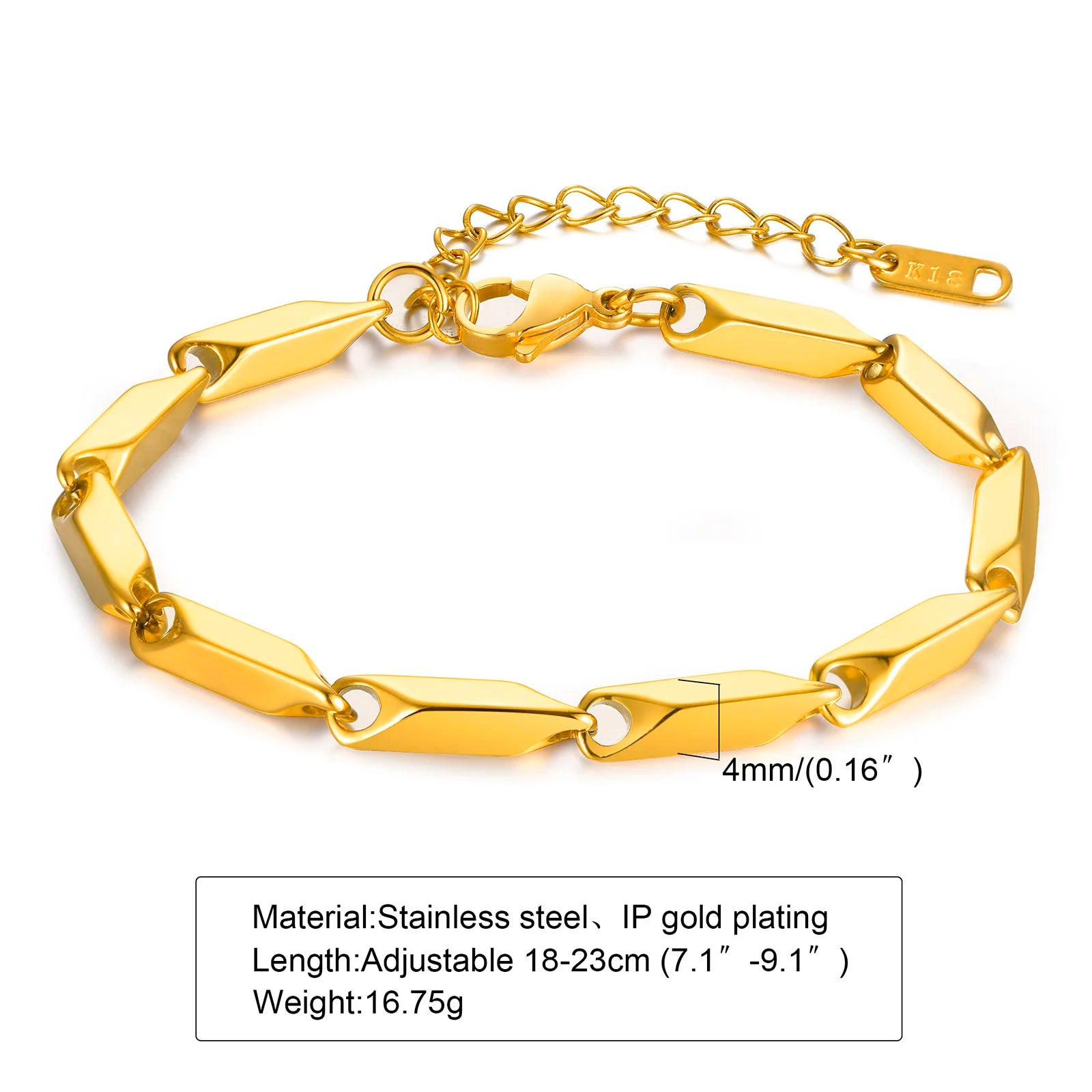Gold Color Chain Bracelet for Men Boys,Stainless Steel Chain Wristband,Jewelry Gift for Husband Dad Son