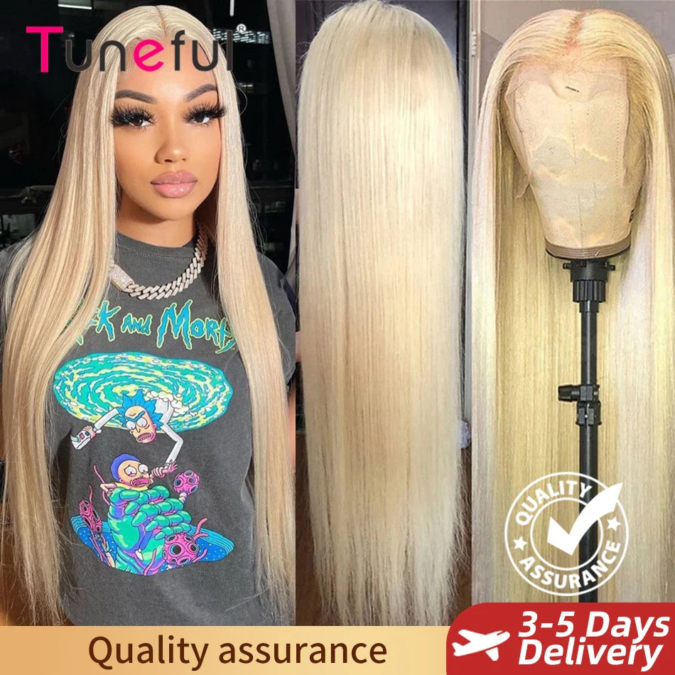 13x6 HD Transparent Blonde Lace Front Wig – Brazilian Straight Human Hair