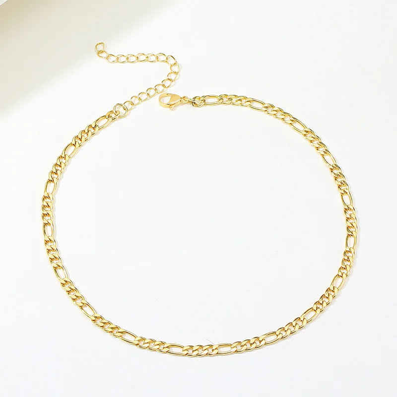 Figaro Chain Necklace Stainless Steel Link Gold Color Choker Necklace Layered Women Girls 14"  18" 20" 24"