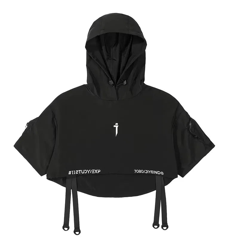 Unisex Four Seasons Functional Style Hooded Shawl High Street Casual Hiphop Trendy Tops Men'S Clothing Streetwear Dark Harajuku