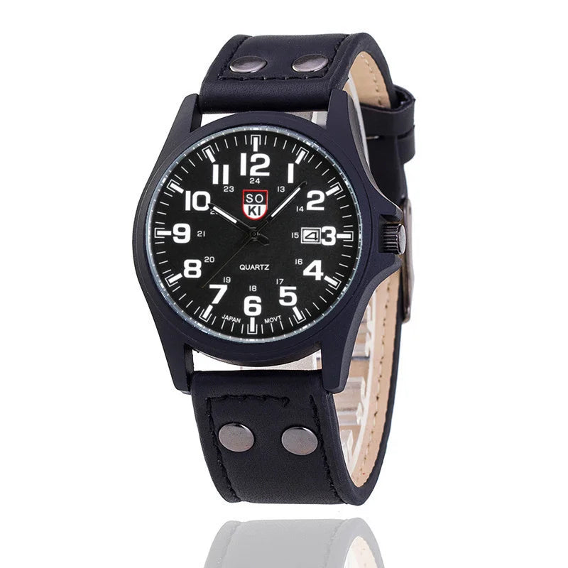 Leisure Men's Wristwatch Quartz Leather Strap Watches Masculino Relogio Fashion Male Calendar Clock Out-door Reloj Hombre