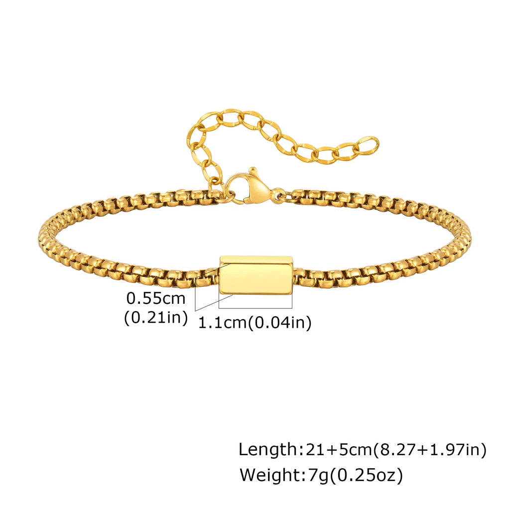 Gold Color Chain Bracelet for Men Boys,Stainless Steel Chain Wristband,Jewelry Gift for Husband Dad Son