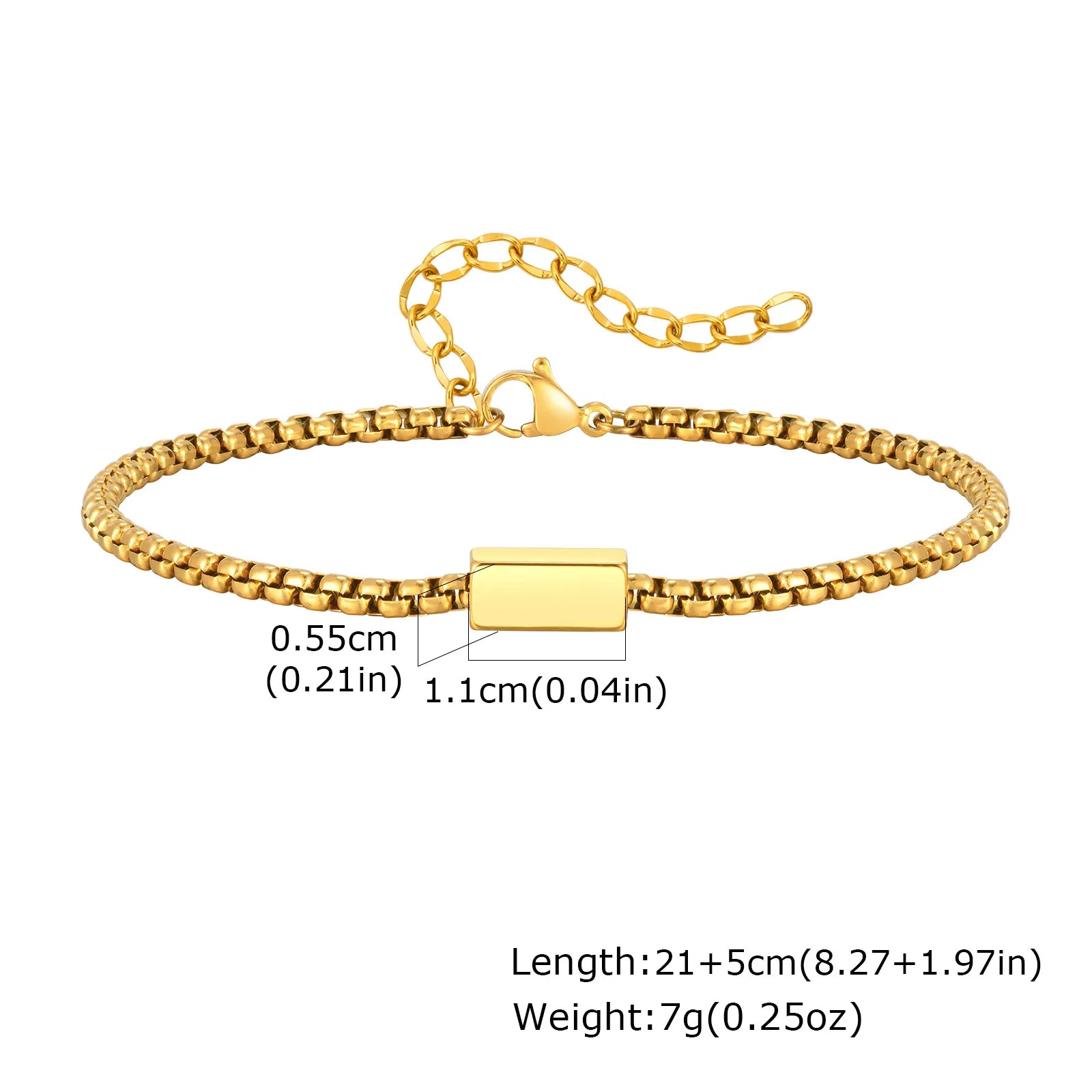 Gold Color Chain Bracelet for Men Boys,Stainless Steel Chain Wristband,Jewelry Gift for Husband Dad Son
