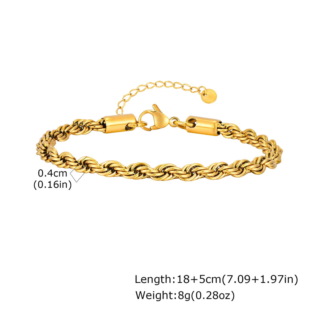 Gold Color Chain Bracelet for Men Boys,Stainless Steel Chain Wristband,Jewelry Gift for Husband Dad Son
