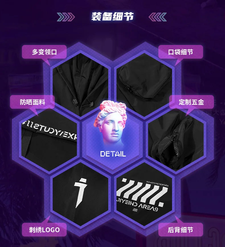 Unisex Four Seasons Functional Style Hooded Shawl High Street Casual Hiphop Trendy Tops Men'S Clothing Streetwear Dark Harajuku