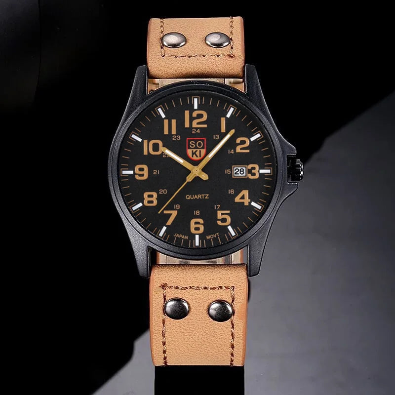 Leisure Men's Wristwatch Quartz Leather Strap Watches Masculino Relogio Fashion Male Calendar Clock Out-door Reloj Hombre