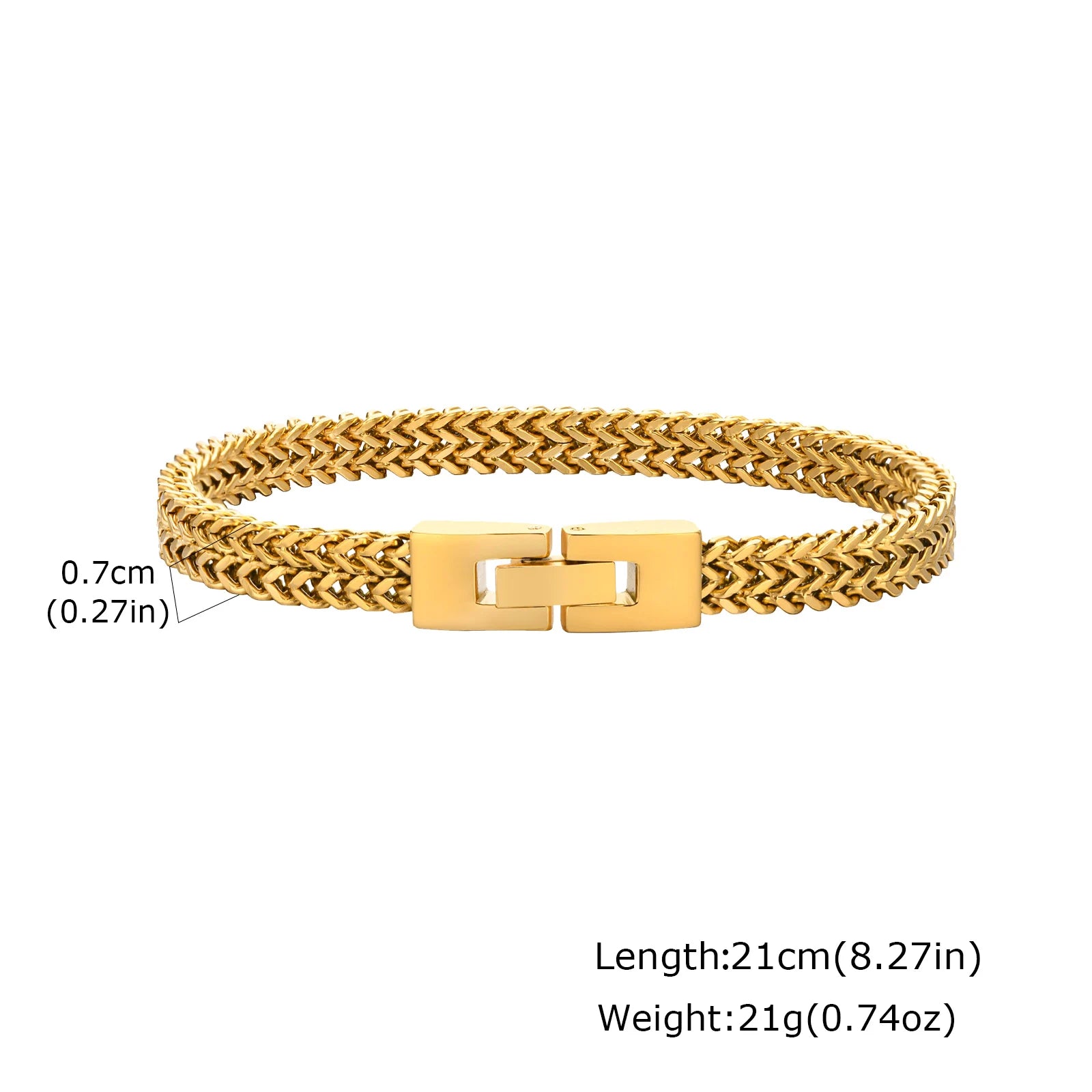 Gold Color Chain Bracelet for Men Boys,Stainless Steel Chain Wristband,Jewelry Gift for Husband Dad Son