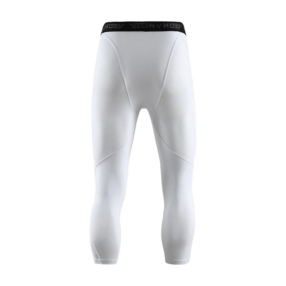 Soft 3/4 Compression Tights for Men Sportswear Quick Dry Training Leggings Gym Fitness Athletic Pants Sport Bottoms Running
