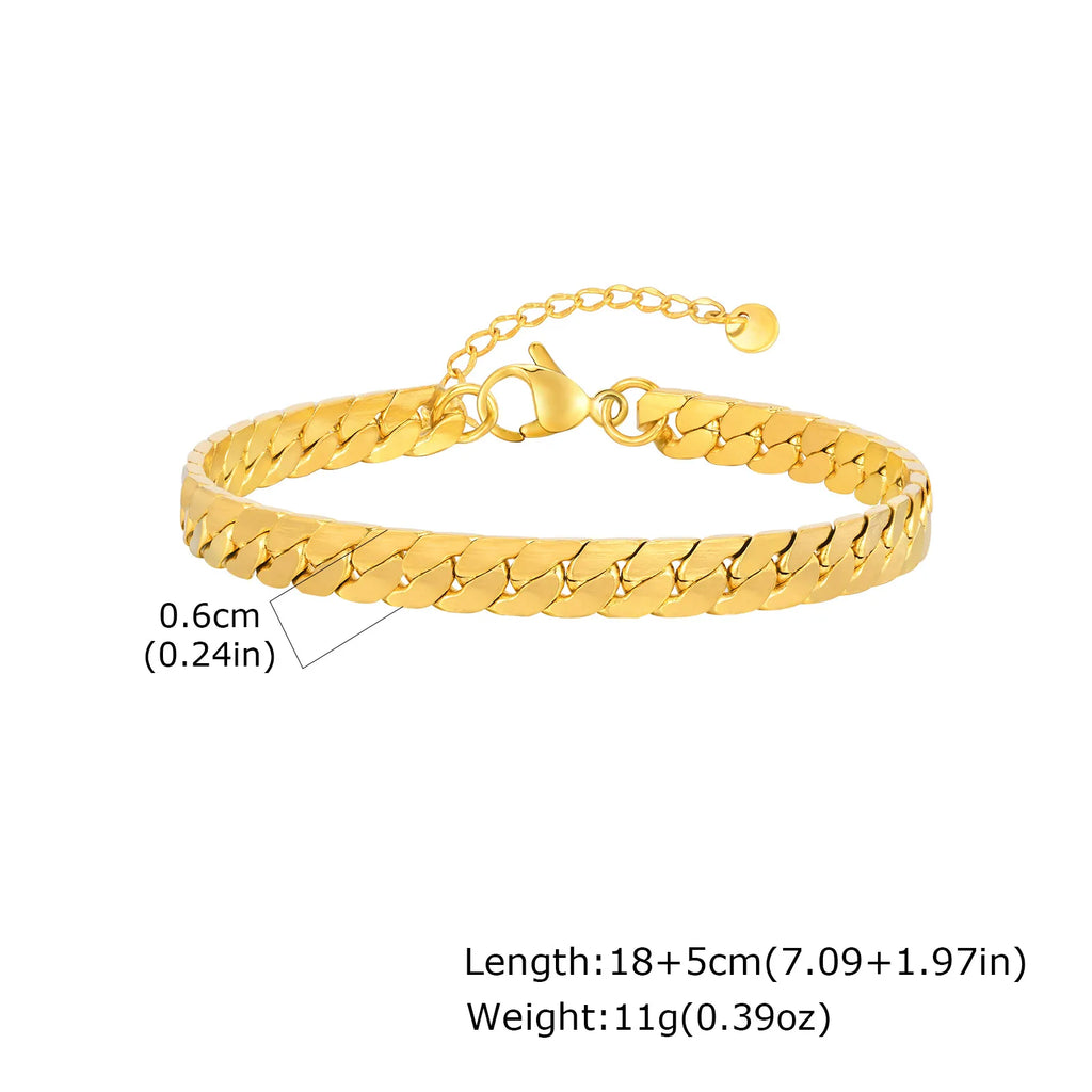 Gold Color Chain Bracelet for Men Boys,Stainless Steel Chain Wristband,Jewelry Gift for Husband Dad Son
