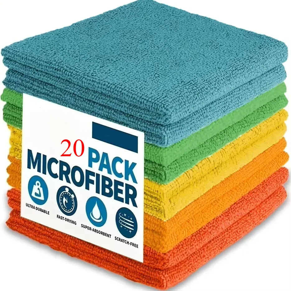 5/10/20pcs Kitchen Towel, Ultra-fine Fiber Light Gray Cleaning Cloth Set, Absorbent, Soft And Stain-removing Cloth