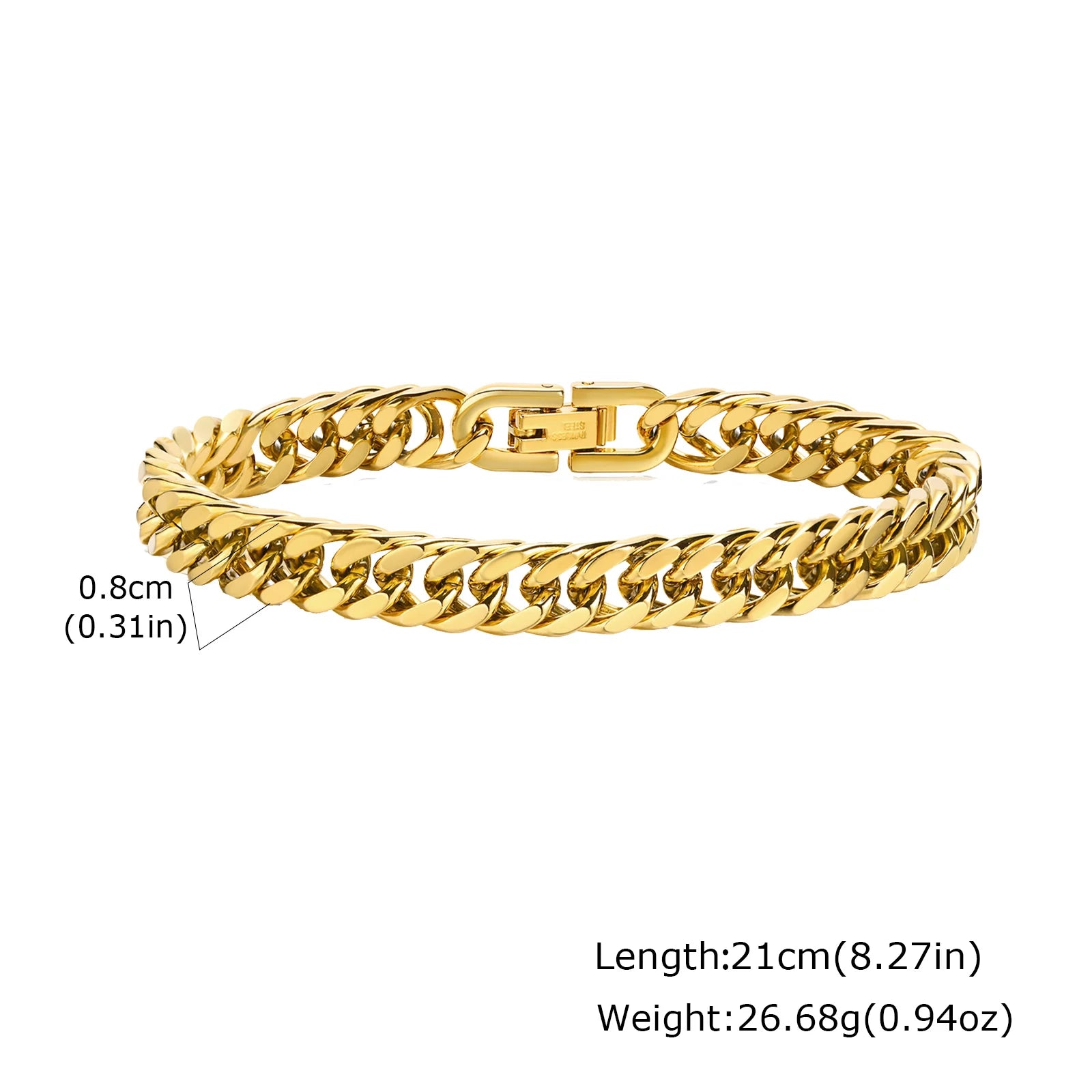 Gold Color Chain Bracelet for Men Boys,Stainless Steel Chain Wristband,Jewelry Gift for Husband Dad Son