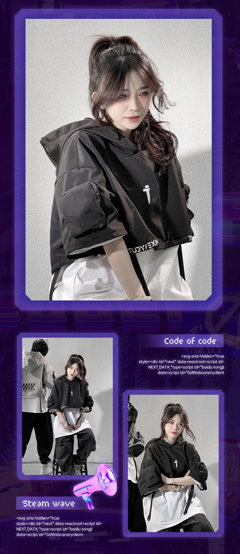 Unisex Four Seasons Functional Style Hooded Shawl High Street Casual Hiphop Trendy Tops Men'S Clothing Streetwear Dark Harajuku