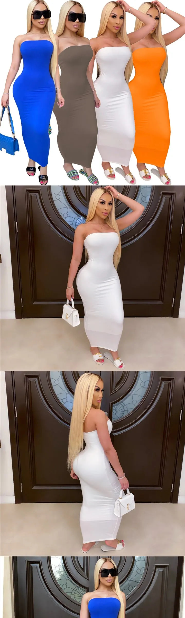 Sexy Summer Strapl Long Dr AL097 High Waist Pencil Skirt No Sve  Ciwalk Suitable Lead Zinc Polyester