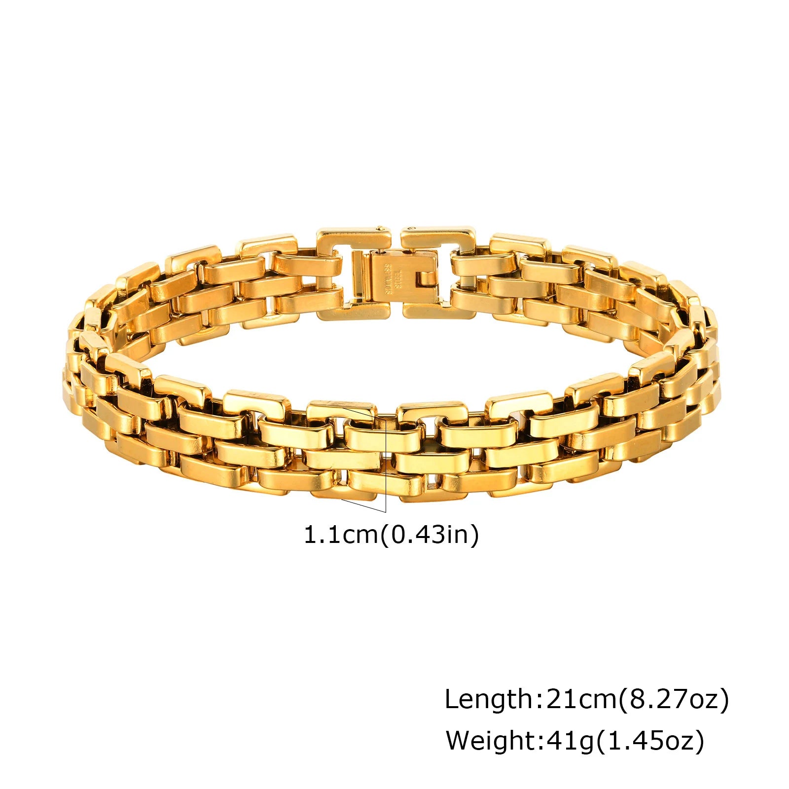 Gold Color Chain Bracelet for Men Boys,Stainless Steel Chain Wristband,Jewelry Gift for Husband Dad Son