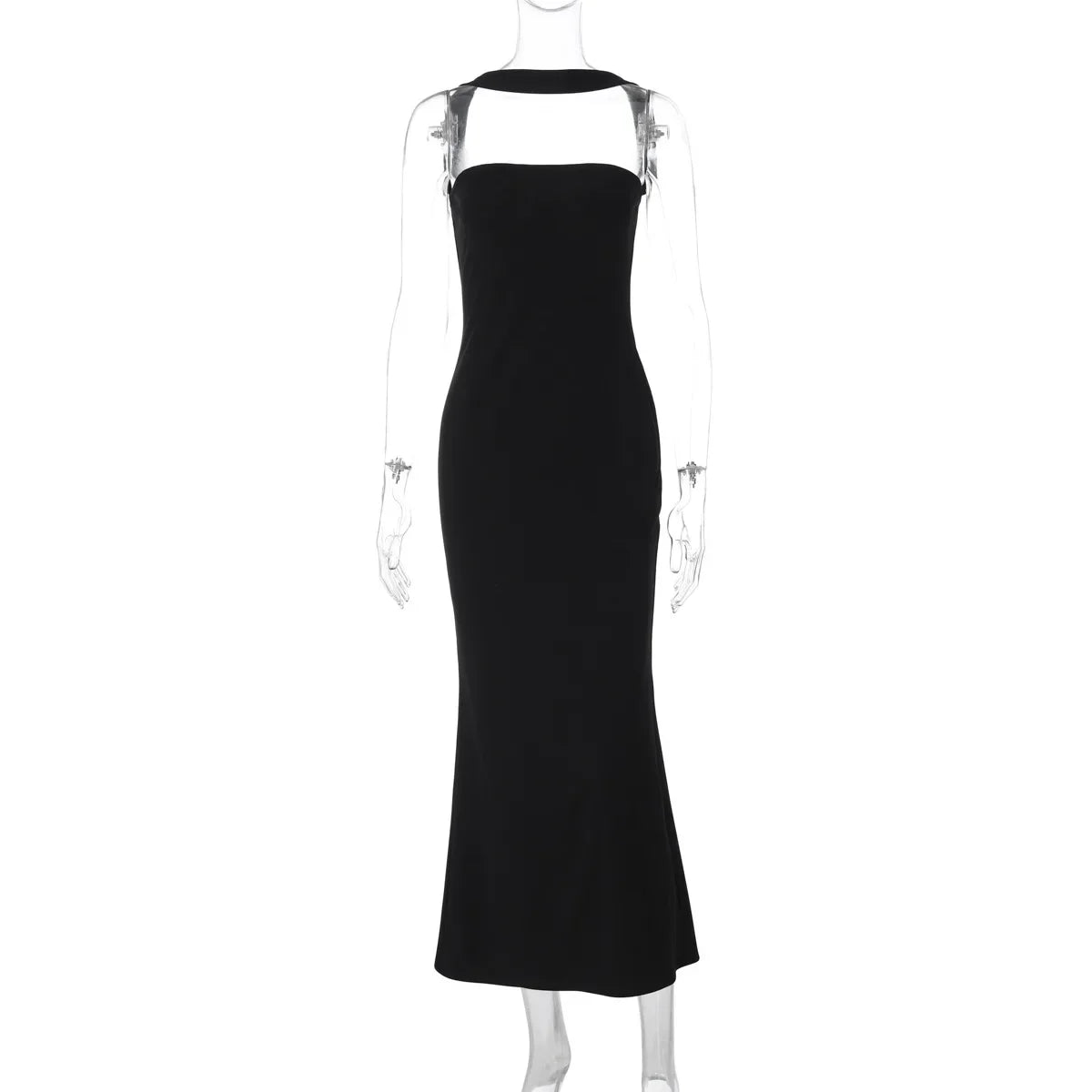 Woman Sexy Off Shoulder Sleeveless Slim Long Dress Streetwear Lady Chic Sexy Halter Neck Split Backless Solid Party Club Dresses
