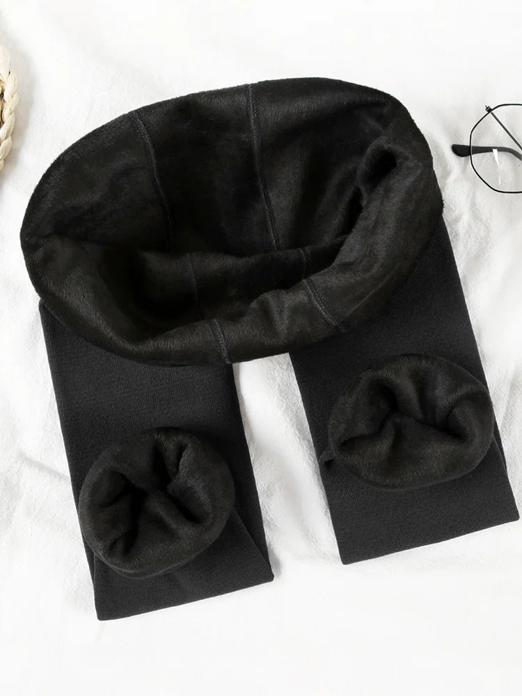 Women Winter Leggings Warm Leggins High Waist Solid Color Velvet Women Thickened Velvet Leggings Stretchy Black Leggings