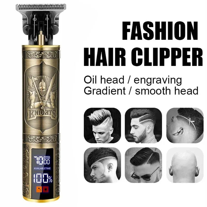Vintage Cordless Hair Clipper Trimmer USB Fast Charging Portable Electric Shaver Barber Professional Hair Cutting Machine