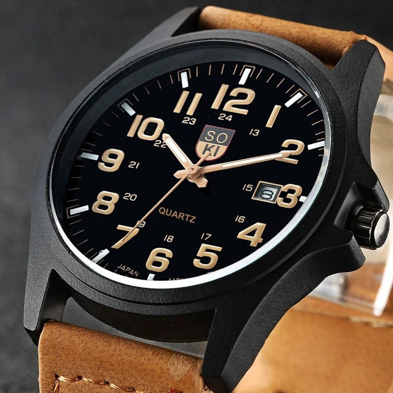 Leisure Men's Wristwatch Quartz Leather Strap Watches Masculino Relogio Fashion Male Calendar Clock Out-door Reloj Hombre