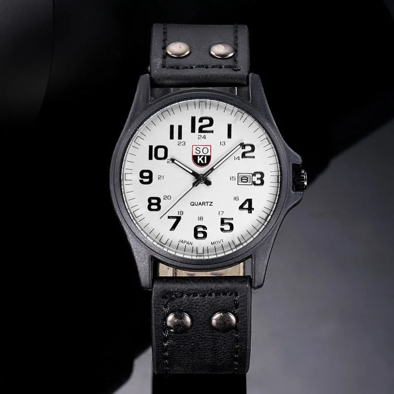 Leisure Men's Wristwatch Quartz Leather Strap Watches Masculino Relogio Fashion Male Calendar Clock Out-door Reloj Hombre