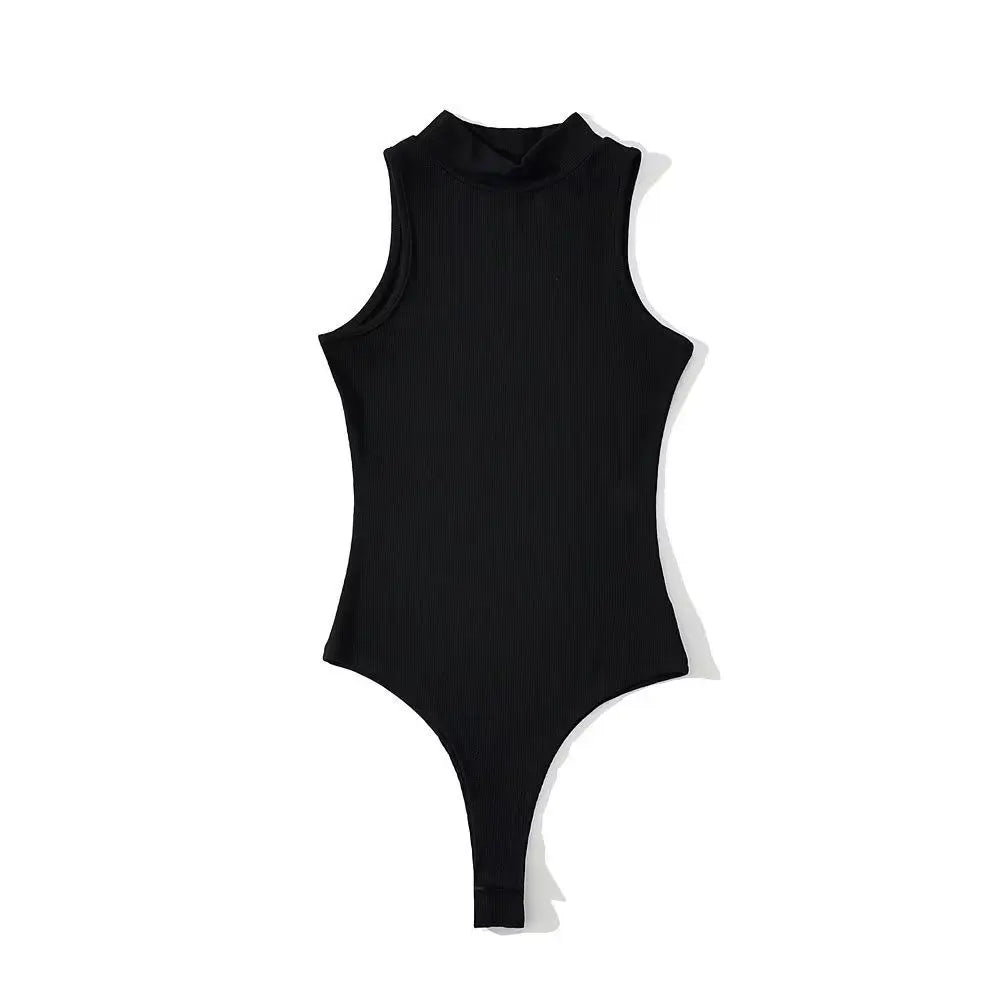 White Strappy Bodysuit Sexy Backless Ribbed Bodysuit Romper string femme sexy Sleeveless Tank Top gloved bodysuit Body Female