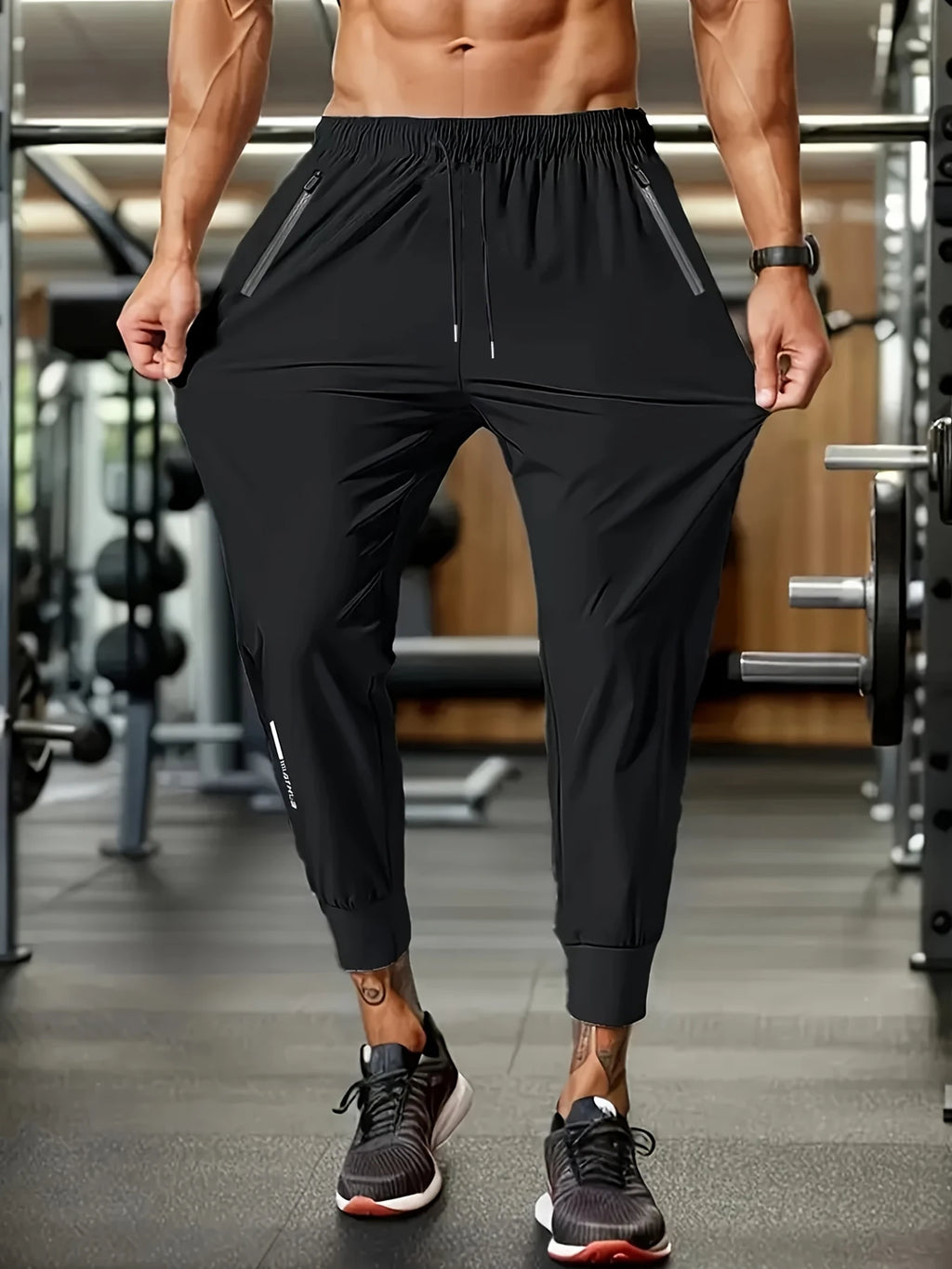 Men's High Elastic Zipper Pocket Trousers Lightweight Drawstring Sports Pants Gift Mens Sweatpants Fishing Vintage Football Man